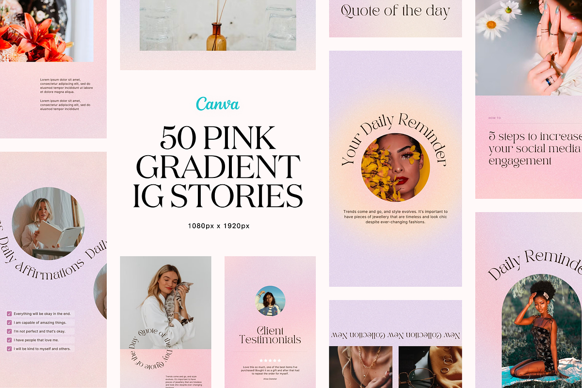 50 Pink Instagram Gradient Stories, a Social Media Template by Studio K (Photo 1 of 8)