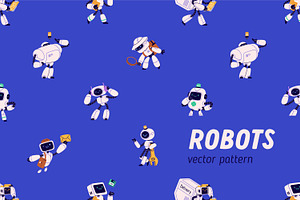 Cute AI robots seamless pattern, a Pattern Graphic by Good Studio