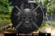 Skull Samurai Helmet Katana Swords, a Background Graphic by LaseredNinja (Thumbnail 5 of 7)