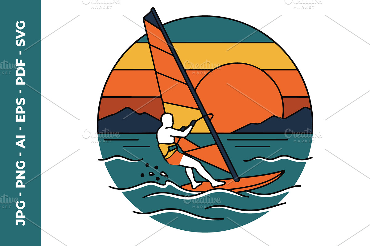 A Person windsurfing on ocean vector, an Object Illustration by nandinigraphics (Photo 1 of 3)
