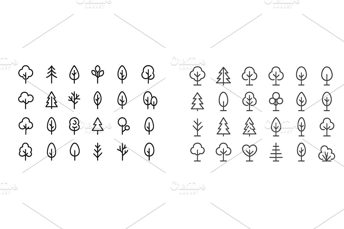 Collection of minimalist tree icons, an Object Illustration by ZinetroN