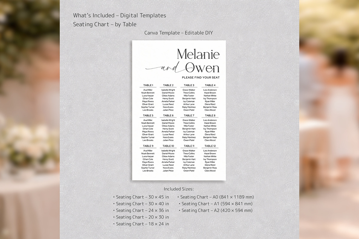 Elegant Seating Chart Canva bd005, a Poster Template by TyphoonStudio