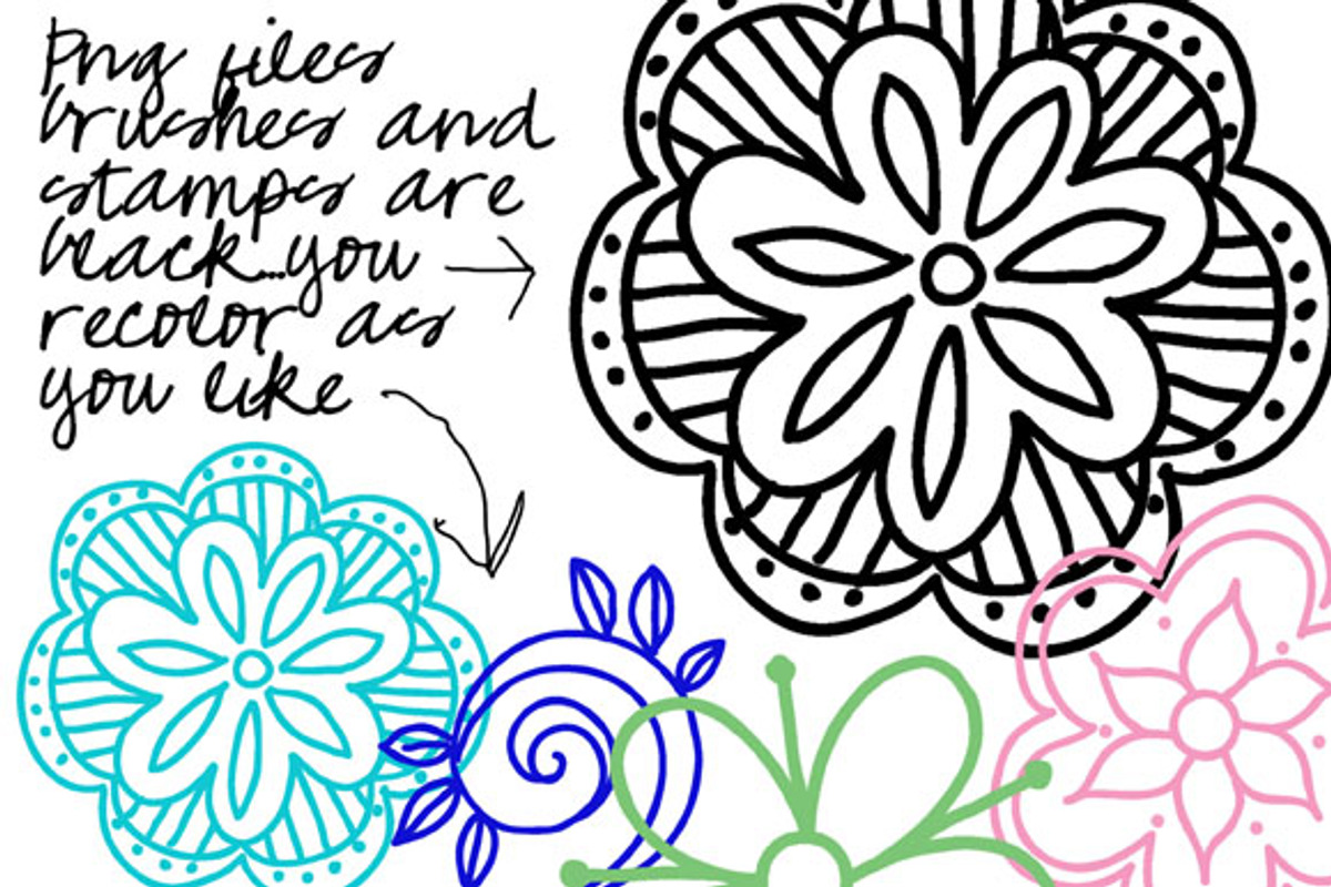 Floral Medallions Clipart & Brushes, an Illustration by Colors on Paper (Photo 2 of 2)