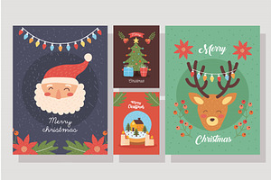 four merry christmas cards, an Illustration by studiogstock