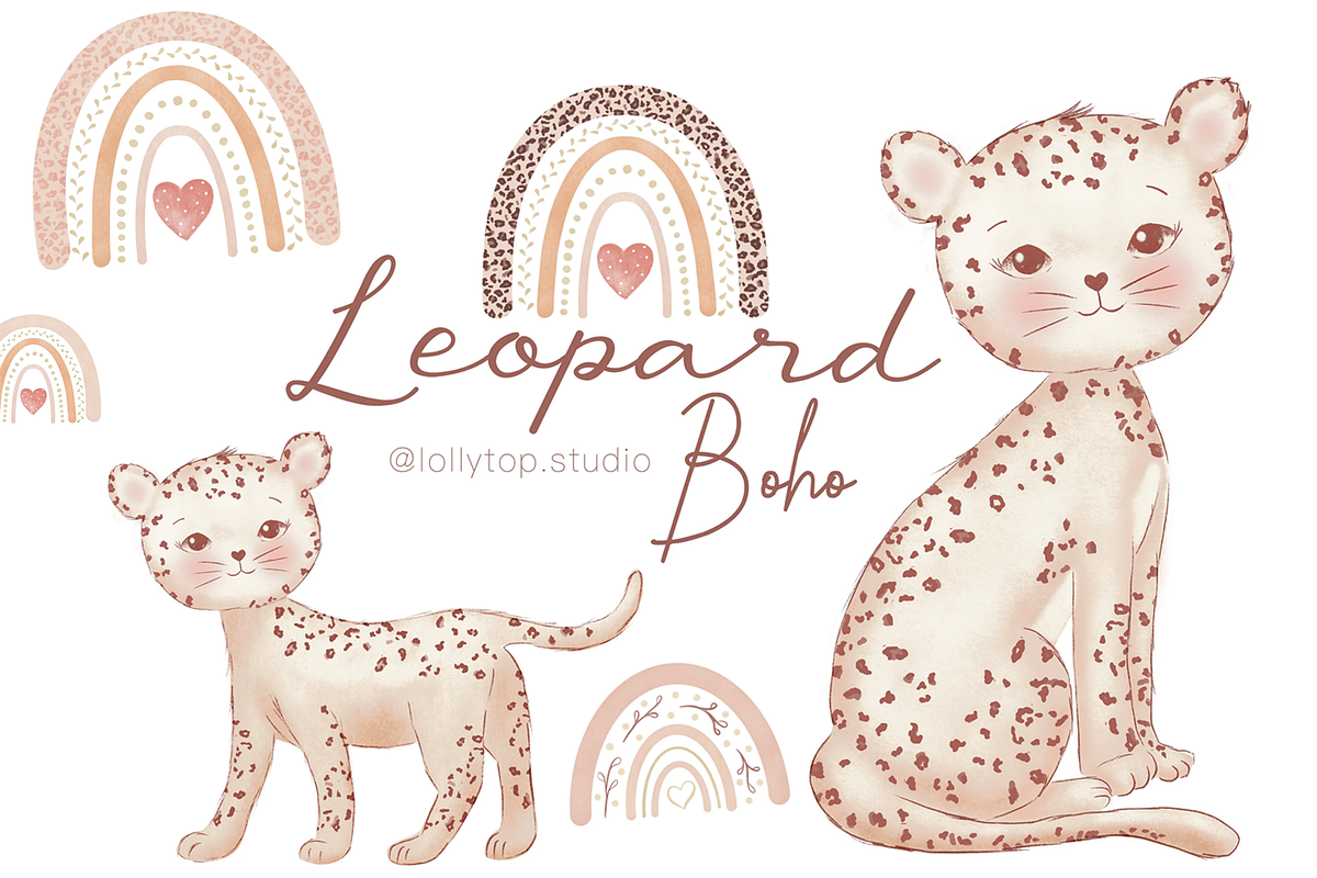 Leopard, Cheetah, rainbow boho, an Illustration by Lolytop Studio (Photo 1 of 4)