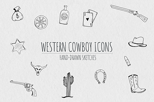 Hand-Drawn Western Cowboy Icons