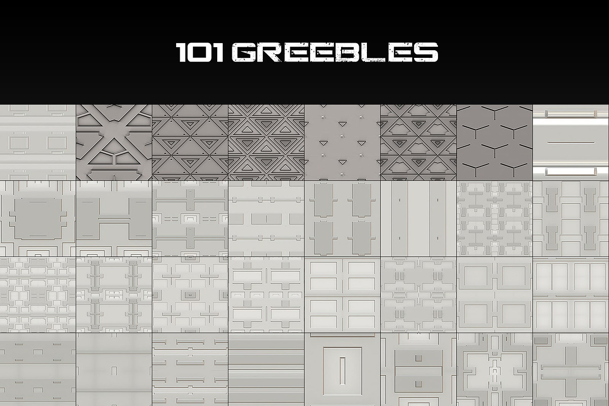 101 Greebles Scifi Panel Textures, a Texture Graphic by Material Forge (Photo 3 of 3)