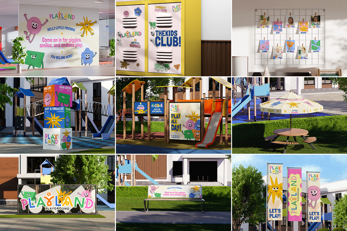 34 Kids Playground Branding Mockups, an Advertising Mockup by Vitora Mockup (Photo 1 of 11)