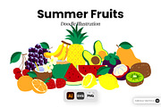 Summer Fruits Doodle Illustration, an Object Graphic by SLAB! Design (Thumbnail 1 of 3)