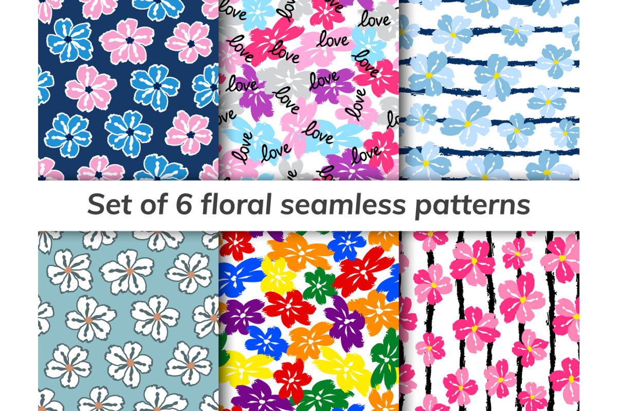 6 seamless floral patterns, a Pattern Graphic by jelisua88 (Photo 1 of 3)