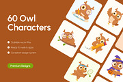 60 Owl Characters Illustration, an Animal Illustration by Brickclay (Thumbnail 1 of 12)