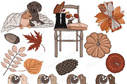 Autumn Clipart, a Seasonal Illustration by GlamArtZhanna (Thumbnail 3 of 8)
