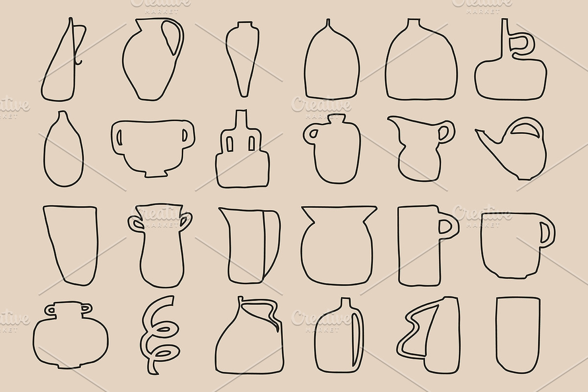 224 POTTERY CLIPART - HAND DRAWN, an Object Illustration by JuDesign (Photo 4 of 25)