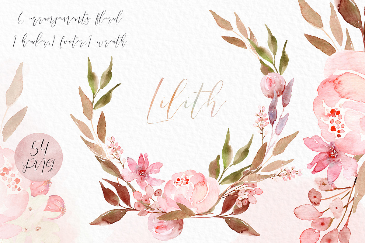Lilith. Watercolour flowers, a Texture Illustration by LABFcreations (Photo 6 of 8)
