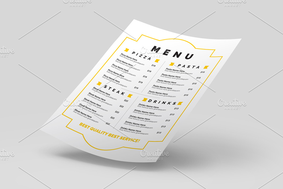 Minimalist Food Menu Flyer, a Flyer Template by Designsoul14