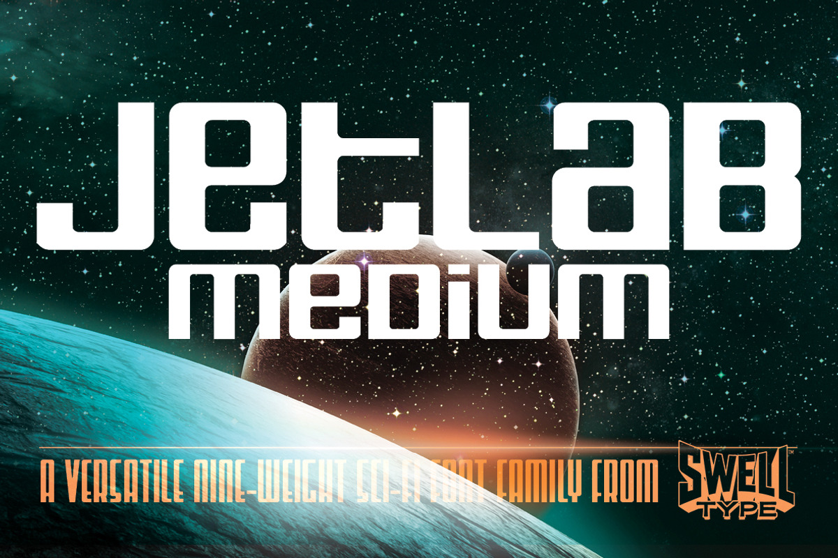 Jetlab Medium - sci-fi logo font, a Sans Serif Font by Swell Type (Photo 1 of 5)