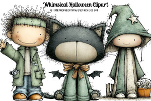 Whimsical Halloween Clipart, an Illustration by DreamArtGraphic