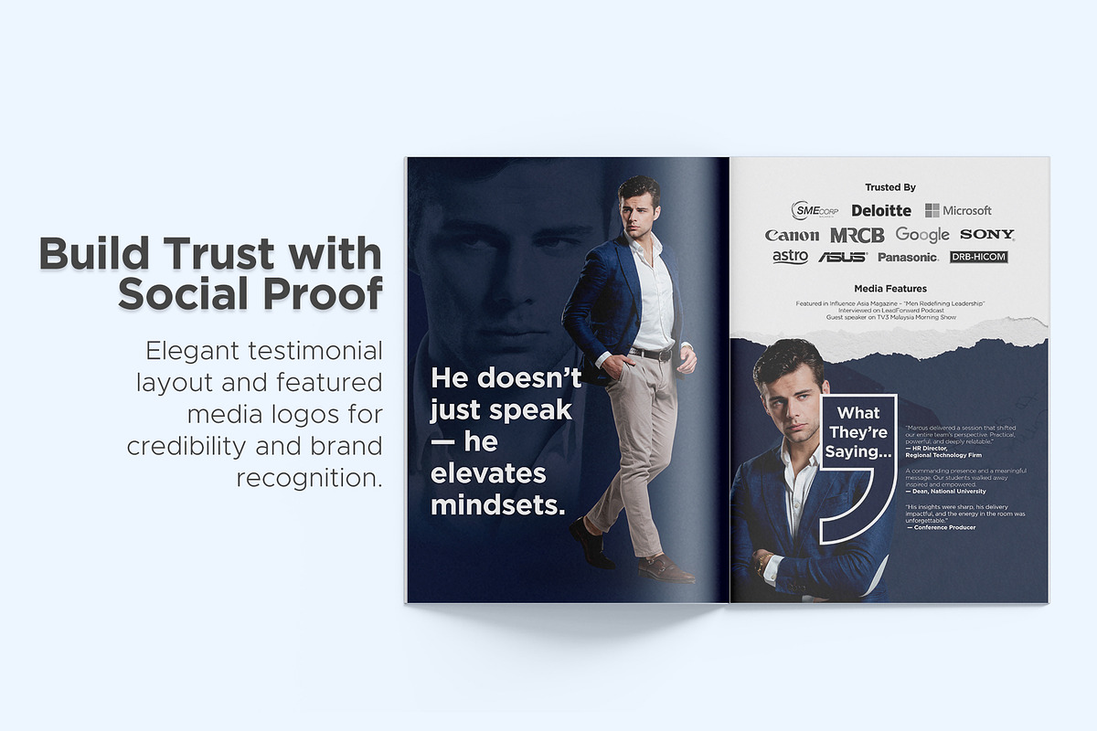 Speaker Media Kit Template in Canva, a Brochure Template by Oshin Design (Photo 3 of 6)