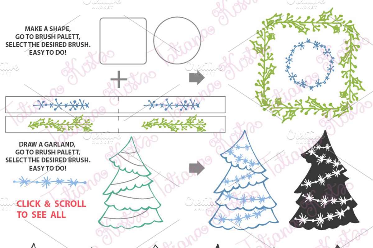 Christmas holiday brushes, a Brush Add-On by Tatianakost49 (Photo 3 of 7)
