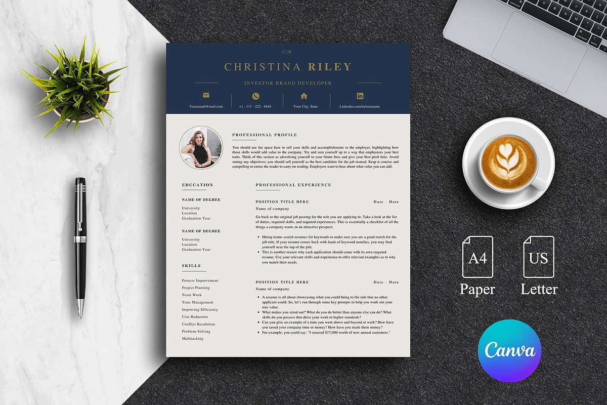Executive CV Template Pack | Canva, a Resume Template by Lux Resume (Photo 1 of 9)