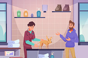 Veterinarian examining dog with pet, an Animal Illustration by Onyx (Thumbnail 3 of 3)