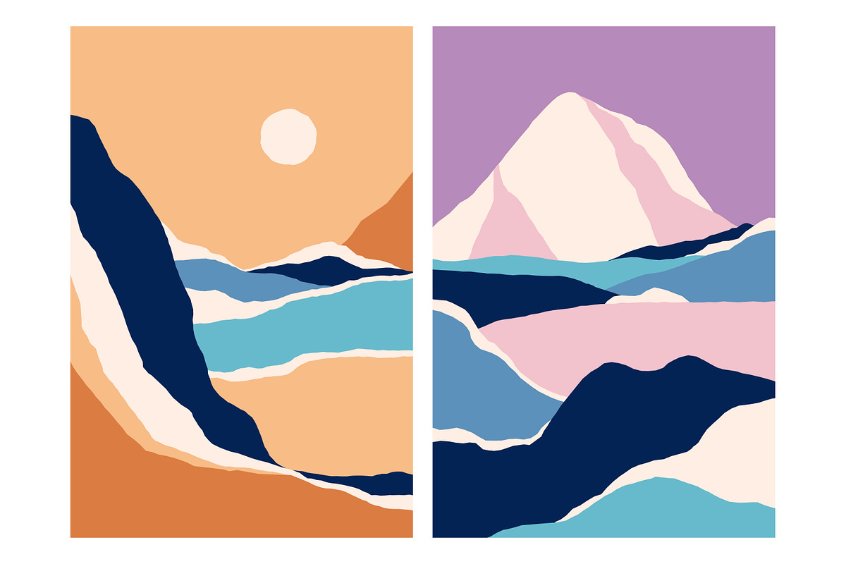 Abstract nature landscapes cards set, a Decorative Illustration by Good Studio (Photo 15 of 34)