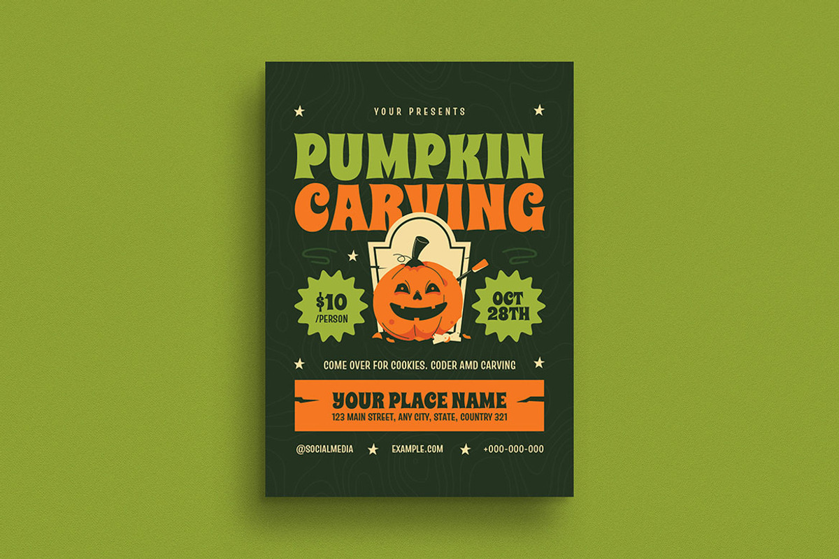 Retro Pumpkin Carving Event Flyer, a Flyer Template by Guuver (Photo 1 of 3)