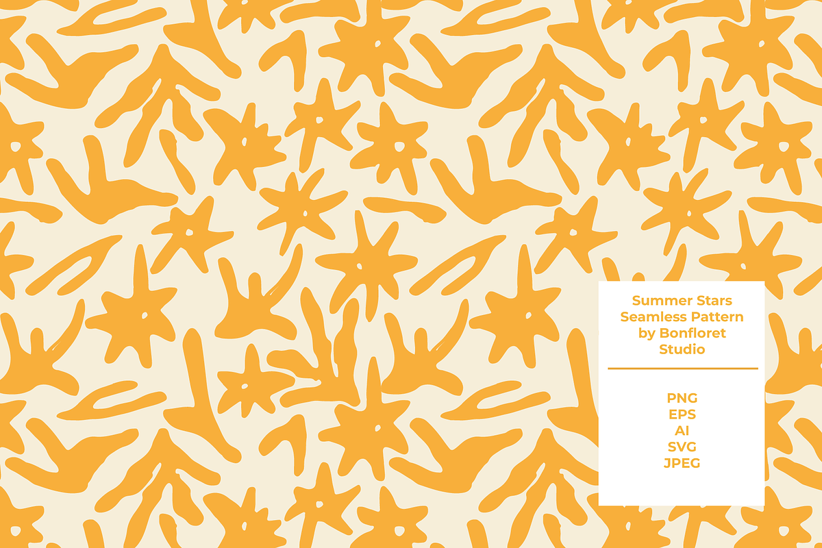 Summer Stars Seamless Pattern, a Pattern Graphic by Bonfloret Studio (Photo 1 of 3)