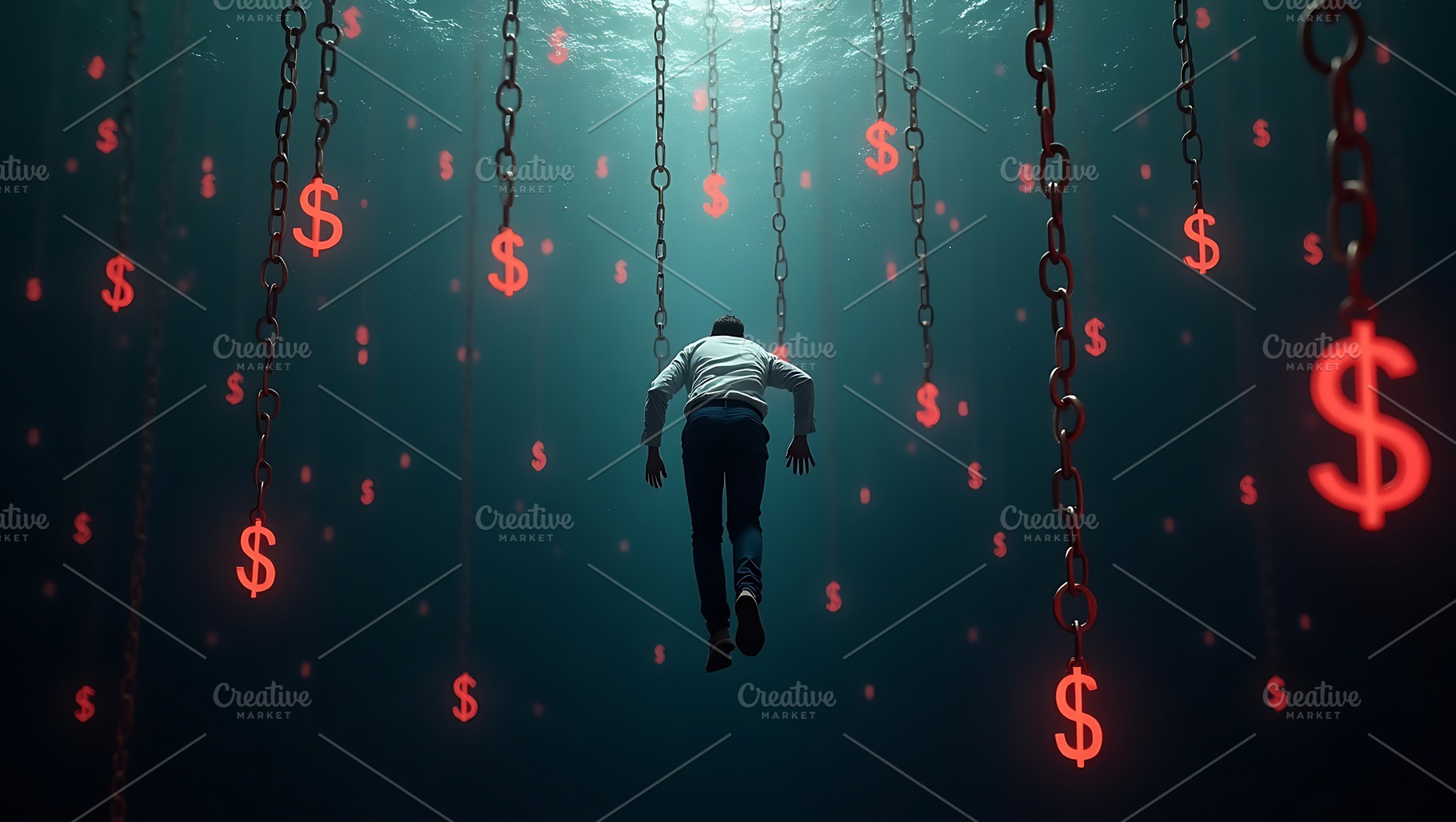 Financial burden concept drowning in, a Background Photo by Artonix