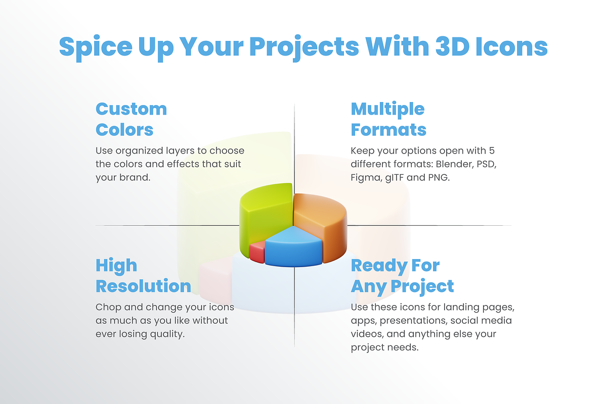 3D Presentation Icons, a 3D by Flat Icons | Creative Market