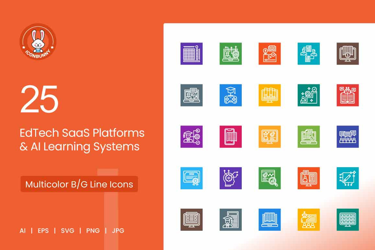 25 EdTech & AI Learning Icons, a Solid Icon by IconBunny (Photo 1 of 2)