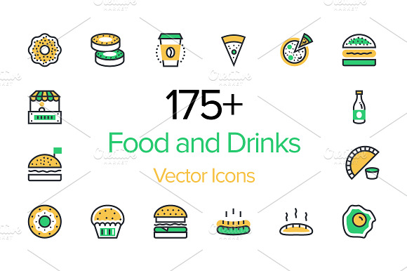 175 Food And Drinks Icons Set