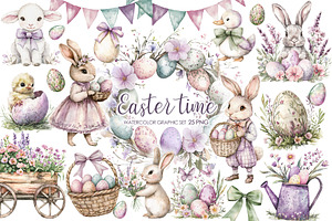 Watercolor Easter Bunny Clipart, a Graphic by AquarelleSpace