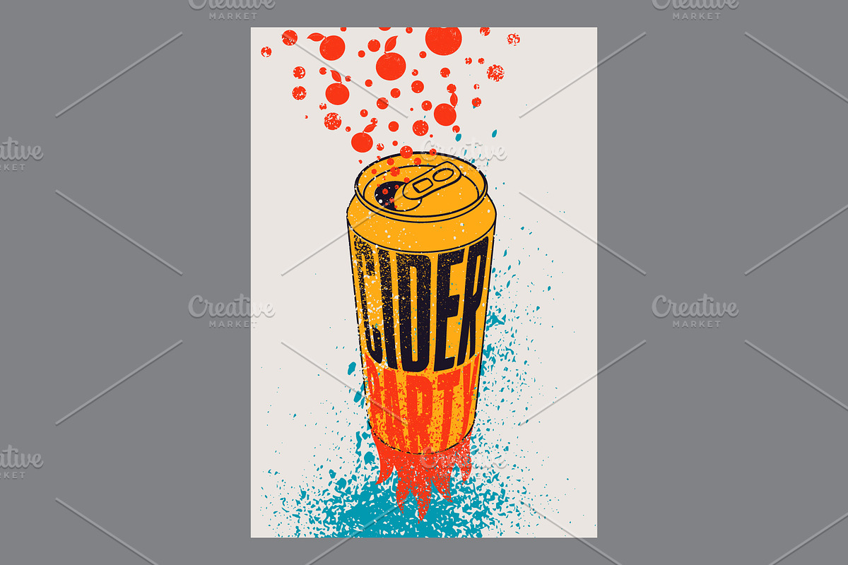 Apple Cider grunge vector poster set, a Food Illustration by PoPaShop (Photo 3 of 6)