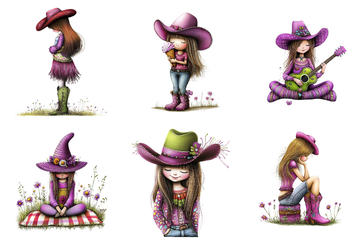 Whimsical Summer Western Girl Clipar, an Illustration by designcity5 (Photo 3 of 5)