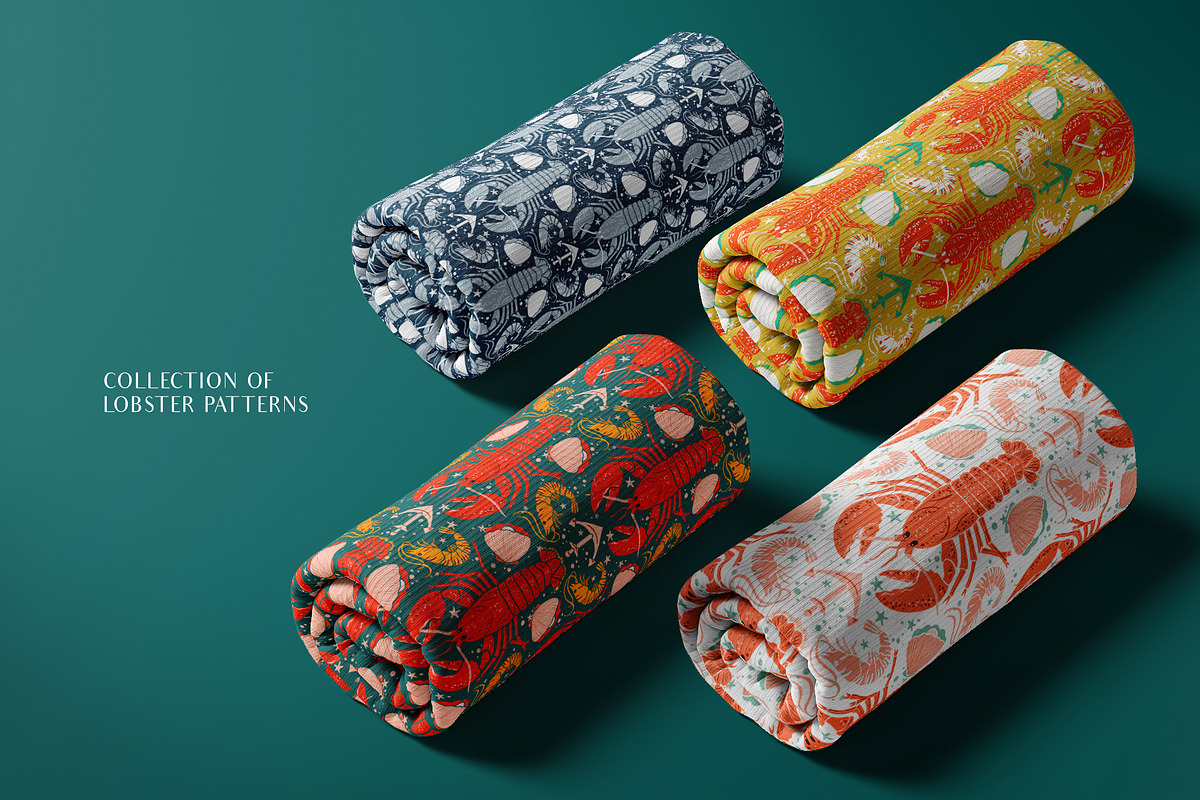 Lobster - Repeat Patterns Collection, a Pattern Graphic by Julia M. Watercolor (Photo 4 of 10)