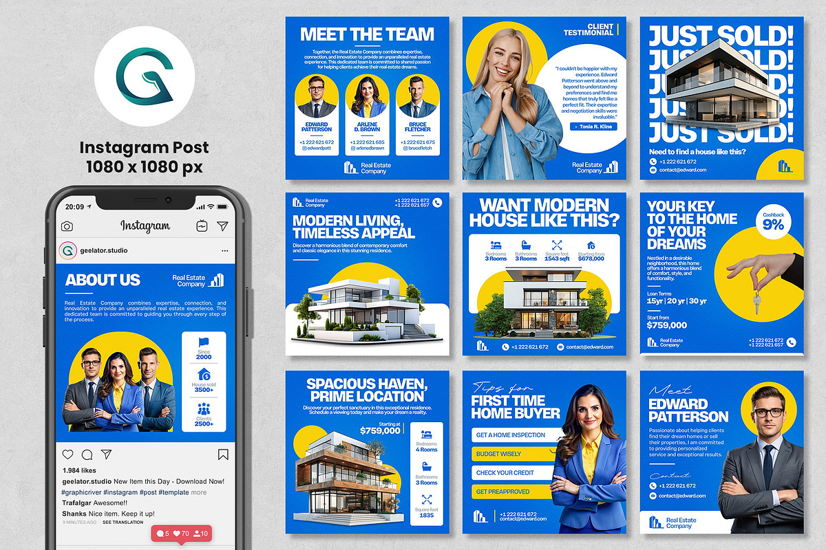 Real Estate Social Media Pack Templa, a Social Media Template by Geelator Studio (Photo 2 of 5)