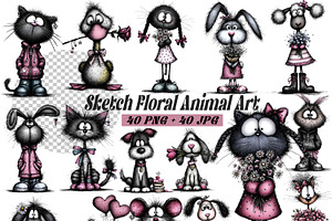 whimsical floral animal clipart PNG, an Illustration by one-touch