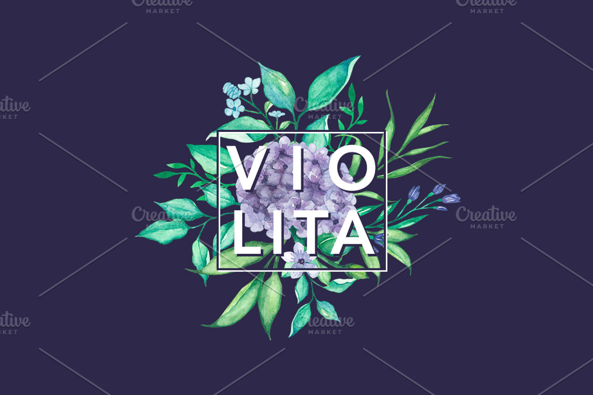 VIOLITA Floral Design Set Watercolor, a Texture Illustration by andypray (Photo 6 of 6)