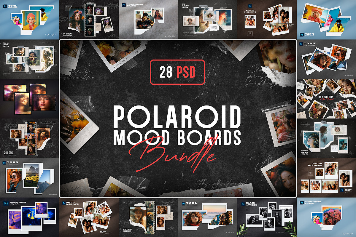 Polaroid Photo Mood Boards Bundle, a Design Template by Andrew Skoch Design (Photo 1 of 14)