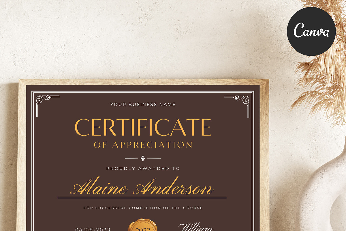 Certificate of Completion CANVA C002, a Marketing Template by Draca Design Co (Photo 1 of 4)