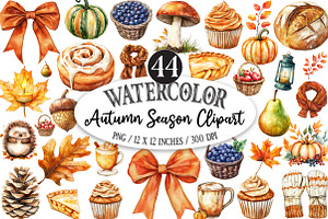 Autumn Season Clipart Set PNG, a Seasonal Illustration by Designking