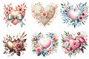 Wedding Hearts with Flowers Clipart, an Illustration by DreamPrint404 (Thumbnail 3 of 6)
