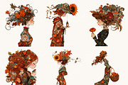 Whimsical Autumn Girls Clipart, a Person Illustration by BusyDaydesign (Thumbnail 2 of 9)