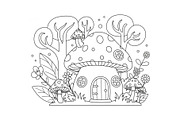 Whimsical Mushroom House Line Art bu, an Illustration by Designs_River (Thumbnail 17 of 51)
