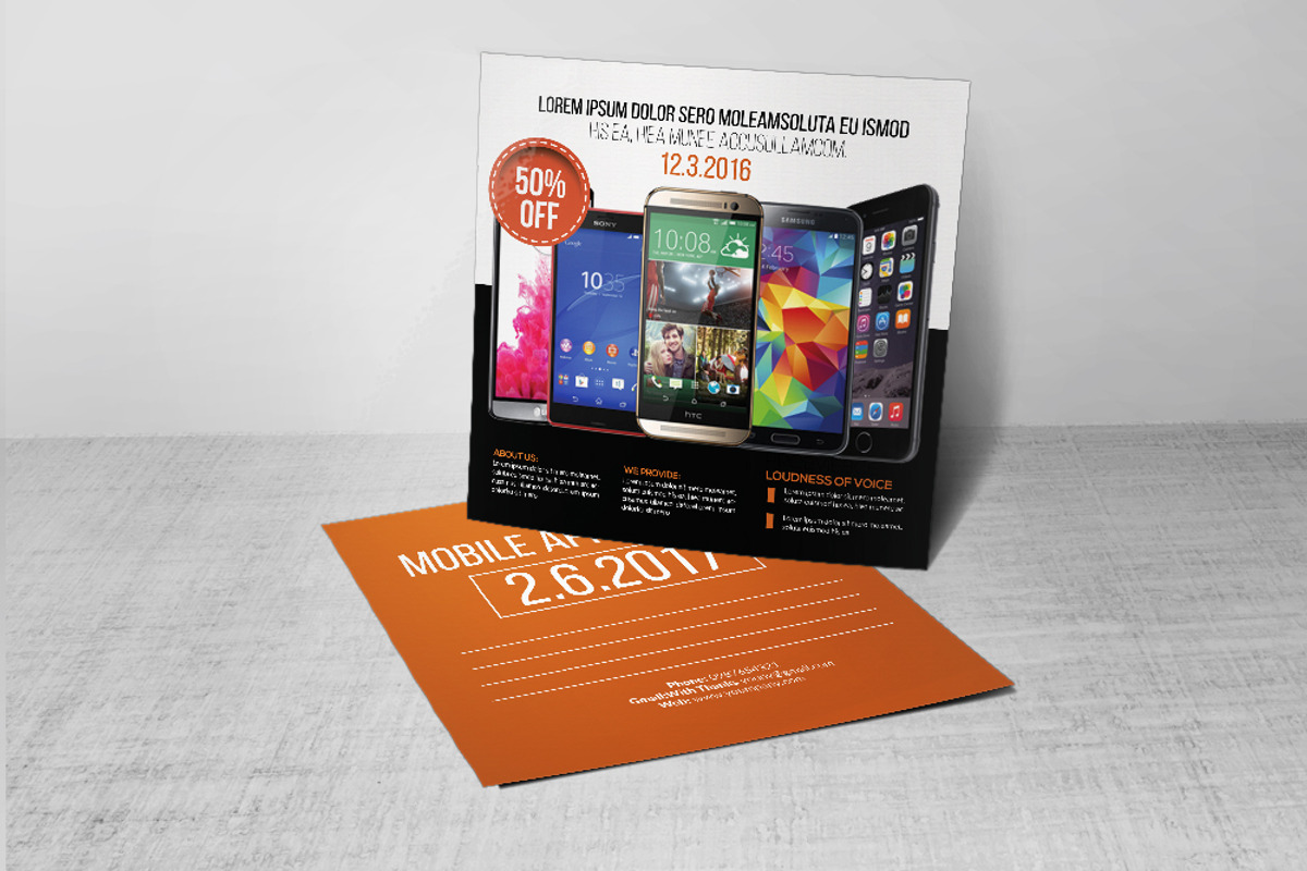 Mobile App Post Card, a Card Template by Business Flyers