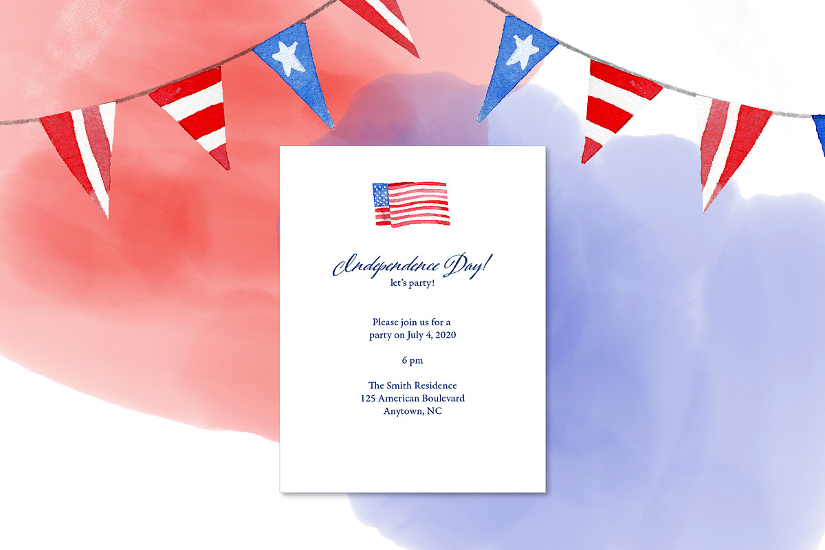 American Flag Watercolor Collection, an Illustration by One and Only Paper (Photo 3 of 7)