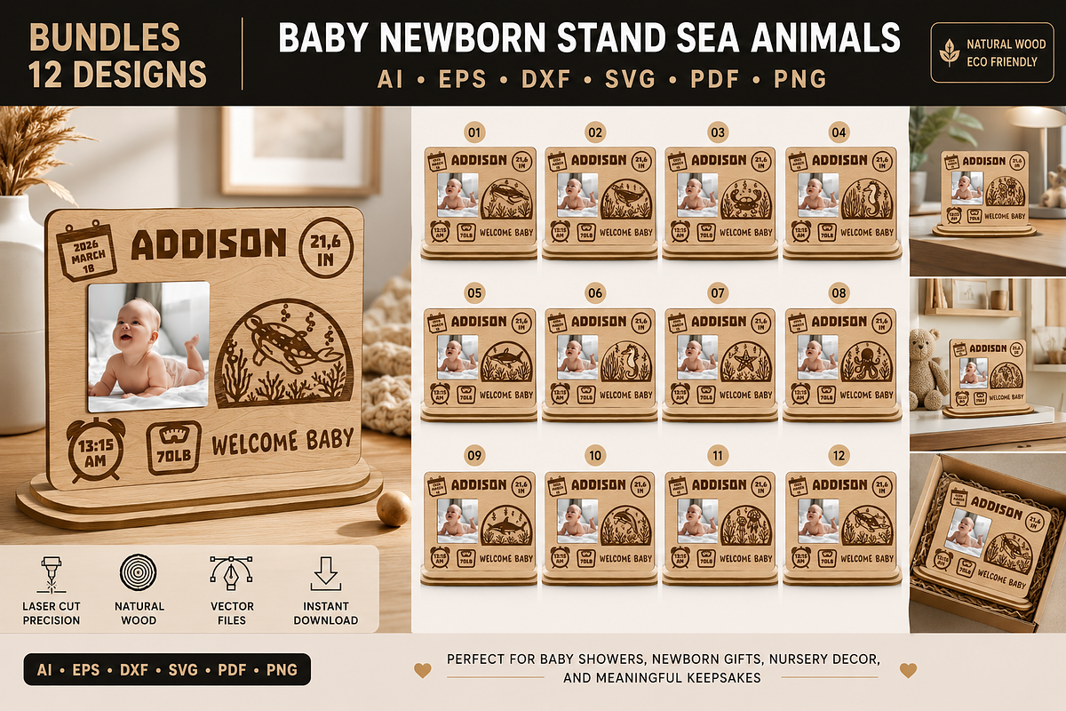 Baby Newborn Stand Sea Animals, an Object Graphic by OTVEY DESIGN (Photo 1 of 13)