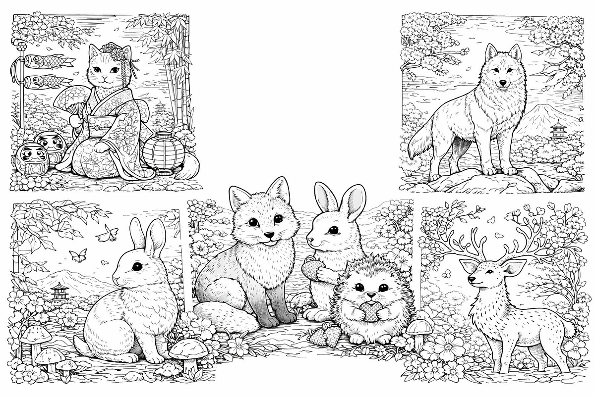 Woodland Animal Coloring Printables, an Animal Illustration by Image for Sale (Photo 2 of 3)
