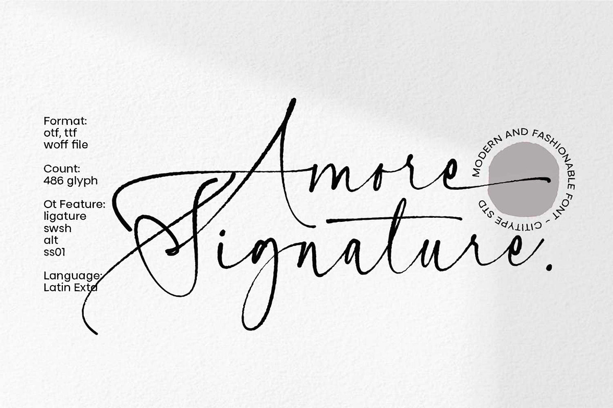 Amore Signature, a Script Font by Cititype (Photo 1 of 19)